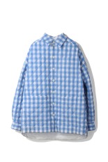 QUILTED GINGHAM SHIRT BLOUSON - SAXE BLUE GINGHAM (25AMM0202)