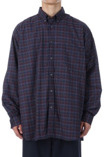 TECH BUTTON DOWN SHIRT L/S TATTERSALL - NAVY (BE-80025W)