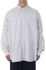 TECH BUTTON DOWN SHIRT L/S TATTERSALL - OFF WHITE (BE-80025W)