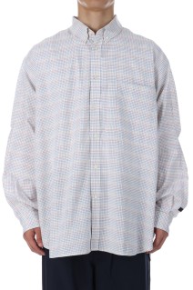 TECH BUTTON DOWN SHIRT L/S TATTERSALL - OFF WHITE (BE-80025W)