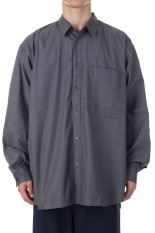 TECH REGULAR COLLAR SHIRT L/S GLEN CHECK - GRAY (BE-82025W)