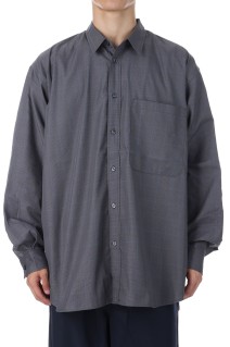 TECH REGULAR COLLAR SHIRT L/S GLEN CHECK - GRAY (BE-82025W)
