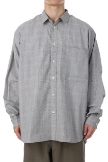 TECH REGULAR COLLAR SHIRT L/S GLEN CHECK - BEIGE (BE-82025W)