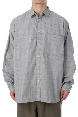 TECH REGULAR COLLAR SHIRT L/S GLEN CHECK - BEIGE (BE-82025W)