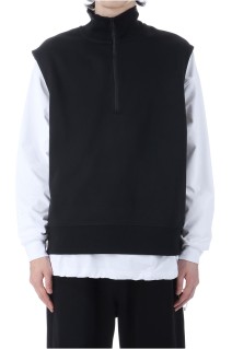 TECH SWEAT ZIP VEST PULLOVER - BLACK (BE-55025W)
