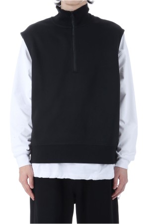 TECH SWEAT ZIP VEST PULLOVER - BLACK (BE-55025W)