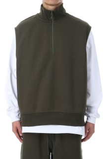 TECH SWEAT ZIP VEST PULLOVER - BROWN KHAKI (BE-55025W)
