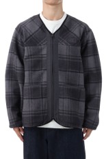 PLAS Plaid Fleece Field Cardigan - Asphalt Gray (N25FA038)