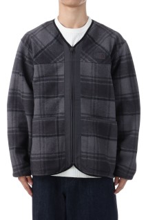 PLAS Plaid Fleece Field Cardigan - Asphalt Gray (N25FA038)