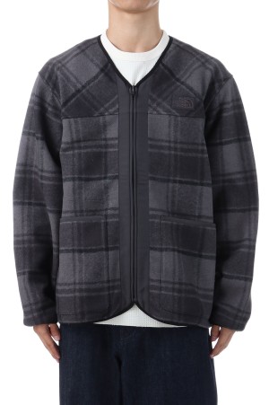 PLAS Plaid Fleece Field Cardigan - Asphalt Gray (N25FA038)