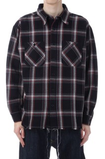 DAMAGED FLANNEL SHIRTS / BLACK (252LM-SH02)