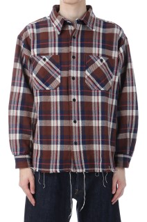 DAMAGED FLANNEL SHIRTS / BROWN (252LM-SH02)