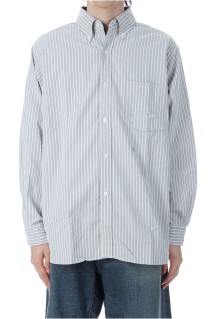 Button Down Stripe Wind Shirt - Brown (S25SG090)