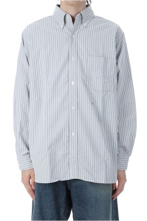 Button Down Stripe Wind Shirt - Brown (S25SG090)