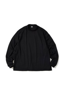MERINO WOOL MOCK NECK LONG SLEEVE SHIRT / BLACK (D25MS-02002)