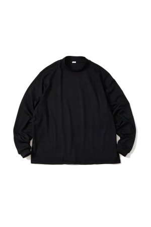 MERINO WOOL MOCK NECK LONG SLEEVE SHIRT / BLACK (D25MS-02002)