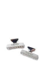 Logo Rhinestone Square Hair Clip-2Piece Set - SILVER (hp9024)