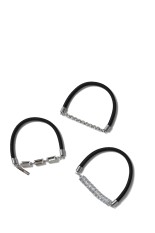 Rhinestone Hair Ties 3 Piece Set - SILVER (hp7824)