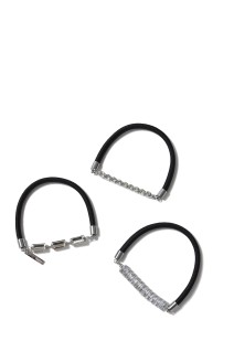 Rhinestone Hair Ties 3 Piece Set - SILVER (hp7824)