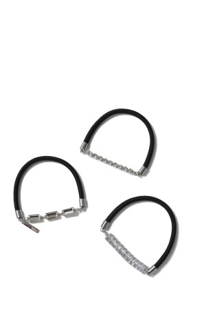 Rhinestone Hair Ties 3 Piece Set - SILVER (hp7824)