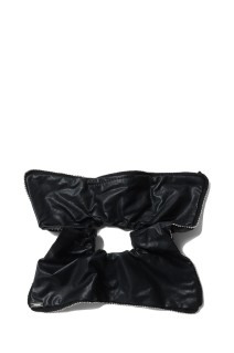 Faux Leather Studded Scrunchie-Medium - BLACK (hp04225)