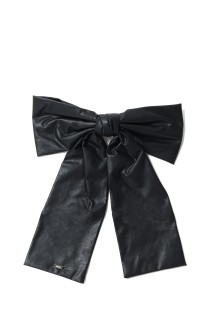 Faux Leather Large Bow Barette - BLACK (hp05925)