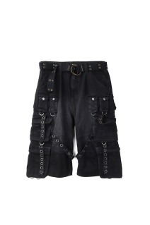 BLEACH CARGO PANTS W / BELT / BLACK (BR25SS-P1022)