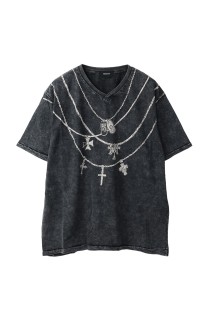 NECKLACE V NECK TEE / BLACK (BR25SS-C5029)