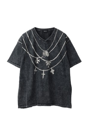 NECKLACE V NECK TEE / BLACK (BR25SS-C5029)