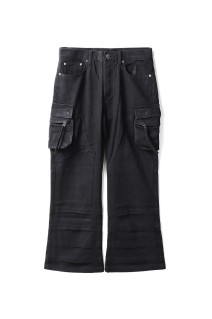 COATING DOUBLE KNEE FLARE DENIM / BLACK (BR25AW-P1009)