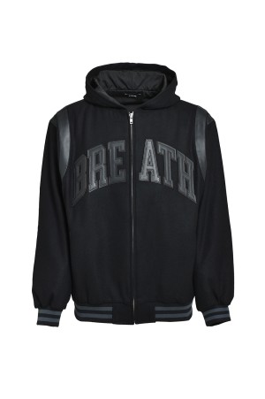 ARCH LOGO HOODED VERSITY JACKET / BLACK BLACK (BR25AW-O0007)