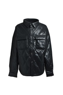 FAUX LEATHER QUILTING SHIRT / BLACK (BR25AW-S2004)