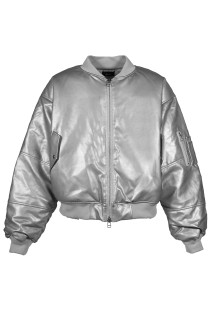 FAUX LEATHER BOMBER JACKET / GREY (BR25AW-O0012)