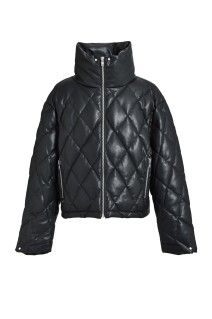 FAUX LEATHER QUILTING DOWN JACKET / BLACK (BR25AW-O0020)