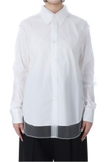 Long Sleeve Tulle Shirt -White (CB-25168A)