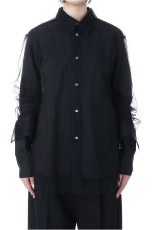 Long Sleeve Tulle Shirt -Black (CB-25168A)