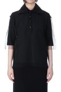 Short Sleeve Tulle Polo Shirt - Black (CT-25199)
