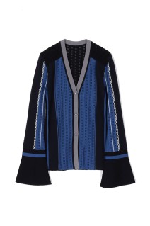 Geometric Pattern Knitted Cardigan - NAVY (MM25FW-KN007)