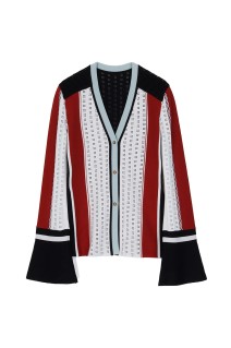 Geometric Pattern Knitted Cardigan- VERMILLION (MM25FW-KN007)