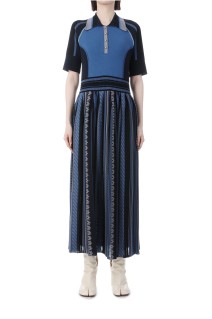 Geometric Pattern Knitted Dress- NAVY (MM25FW-KN008)