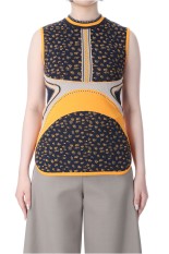 Floral Jacquard Sleeveless Knitted Top- NAVY (MM25FW-KN026)