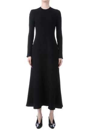 Shirring Jersey Jacquard Dress - BLACK (MM25FW-JS038)