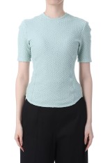 Shirring Jersey Jacquard Short Sleeve Top- LIGHT BLUE (MM25FW-JS040)