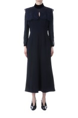 Triacetate Georgette Embroidery Collar Dress - NAVY (MM25FW-DR102)