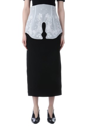 Triacetate Georgette Embroidery Peplum Skirt - BLACK (MM25FW-SK104)