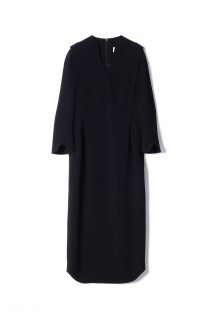 Triacetate Georgette V-Neck Dress- BLACK (MM25FW-DR108)