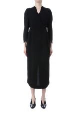 Triacetate Georgette V-Neck Dress- BLACK (MM25FW-DR108)