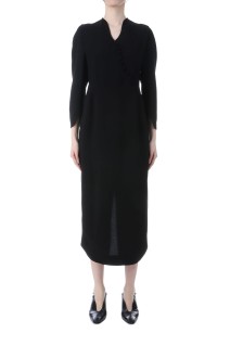 Triacetate Georgette V-Neck Dress- BLACK (MM25FW-DR108)