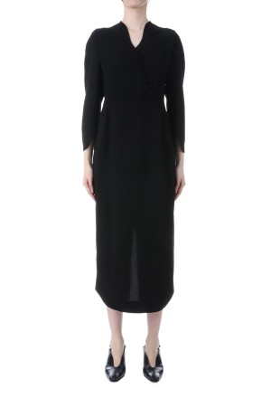 Triacetate Georgette V-Neck Dress- BLACK (MM25FW-DR108)