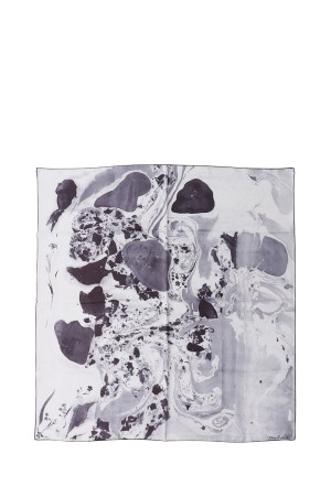 Hand Printed Silk Scarf- GREY (MM25FW-AC320)